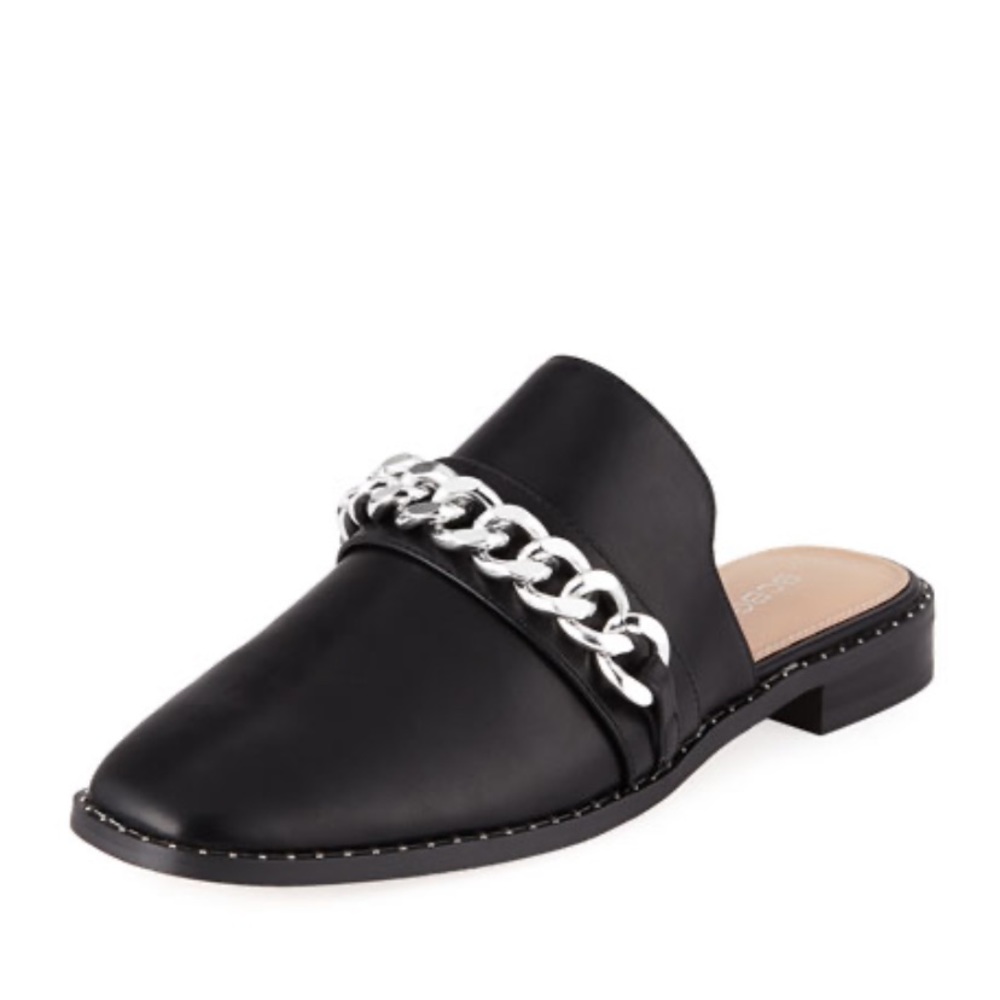 BCBG black leather mules size 8.5